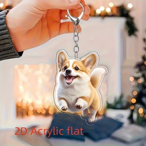 SUGUANGHUI 2D Flat Acrylic Cute Cat and Dog Keychain Pendants - Durable Pet Lover Gift for Backpack, Wallet, Car Accessories (5x4cm) ,Set of 4