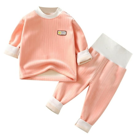 

LLDYYDS Children s Thermal Underwear Pajamas Set Boys and Girls Long Sleeve Baby Plus Homewear Baby Thick Autumn and Winter Clothes