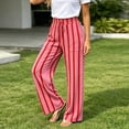 thumbnail image 2 of Arlun Striped Linen Pants for Women Summer Baggy Wide Leg Pant Drawstring High Waist Casual Stripes Color-Block Trousers Soft Lightweight Flowy Beach Resort Trouser with Pockets 1-Red XL, 2 of 7