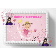 Pink Licious Pink Princess Edible Image Happy Birthday Cake Topper For 1/4 to 1/2 sheet Cake 10" by 8" rectangle Edible Sticker You Add To Your Own Cake