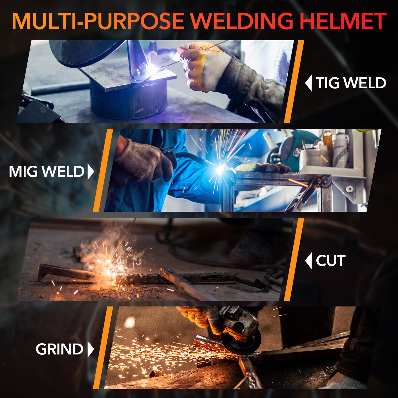 TRQWH Welding Helmet Auto Darkening Large Viewing True Color Solar Powered Welding Mask with 4 Arc Sensor Adjustable Wide Shade Range 4~5-8/9-13 Welder Mask with Grinding