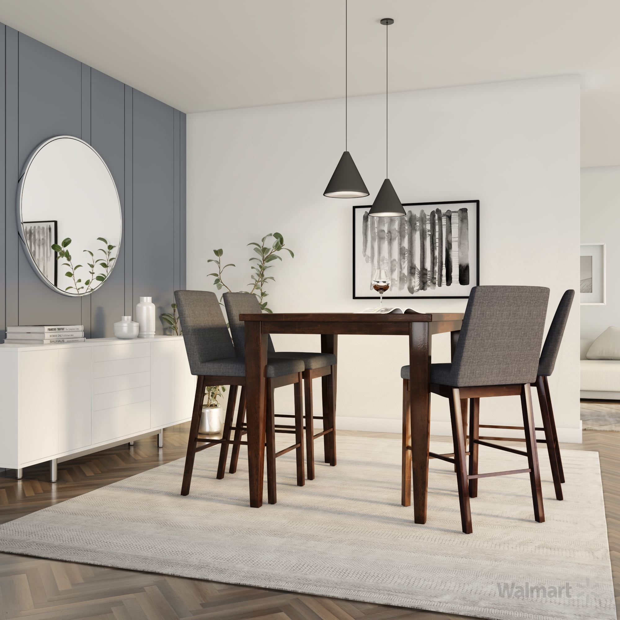 Furniture Of America Aric Mid Century 5 Piece Counter Height Dining Set