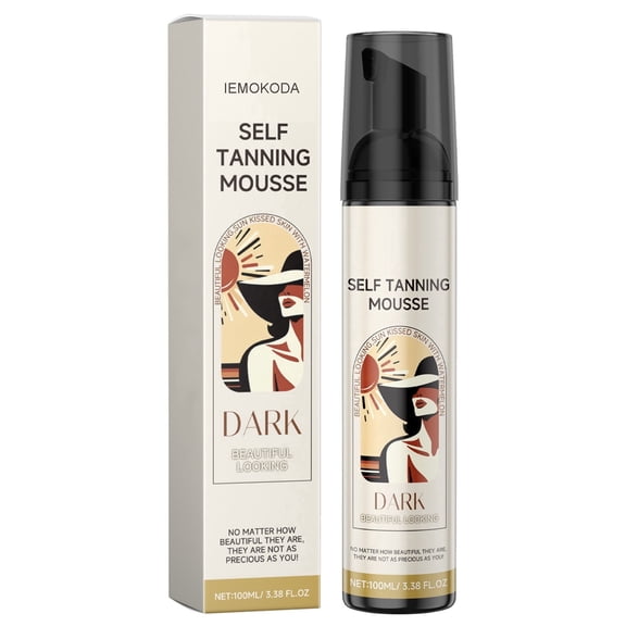 Self Tanning Mousse - Dark Natural Sunless Tanner for Body, Streak-Free Fast-Drying Self Tanner Mousse for Sun-Kissed Bronze Glow, 3.38 floz