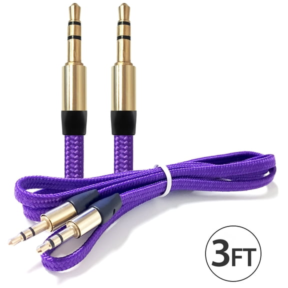 10x 3.5Mm Male To Male Audio Cable by FREEDOMTECH 3FT Universal Auxiliary Cord 3.5mm Male to Male Flat Nylon Braided Audio Aux Cable w/Aluminum Connector for iPod iPhone iPads Galaxy Home Car Stereos