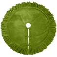 thumbnail image 3 of Christmas Tree Skirt with Green Polyester Velvet Bow and Polyester Ruffled Lace Edge, Elegant Holiday Decor for Living Room and Farmhouse, Festive Christmas Decoration 1Pc, 3 of 8