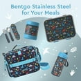 thumbnail image 6 of Bentgo Kids Stainless Steel Prints Leak-Resistant Lunch Box - 3-Compartments with Bonus Silicone Container, Durable, Eco-Friendly, Dishwasher Safe, BPA-Free, Ideal for School, Ages 3+ (Dinosaur), 6 of 8