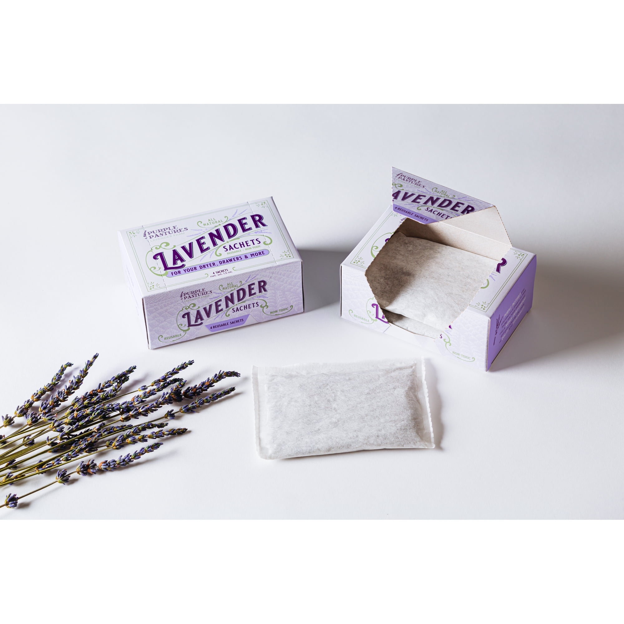 Purple Pastures Lavender Sachets for a Natural Home Fragrance, 1.6 oz, 4 Count