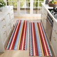 thumbnail image 4 of Kitchen Rugs Sets Of 2,Colorful Geometric Striped Pattern Anti Fatigue Kitchen Mat Rugs Non Slip Washable,Decorative Kitchen Floor Mats for Kitchen,Sink,Laundry,17"X47", 4 of 5