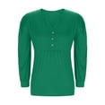 thumbnail image 7 of Dxzfnsa Pullover Tops for Women Women's Casual Long Sleeve V-Neck Blouses Loose Solid Color Tunic Tops Lightweight Soft Button T-shirt Tops, 7 of 7