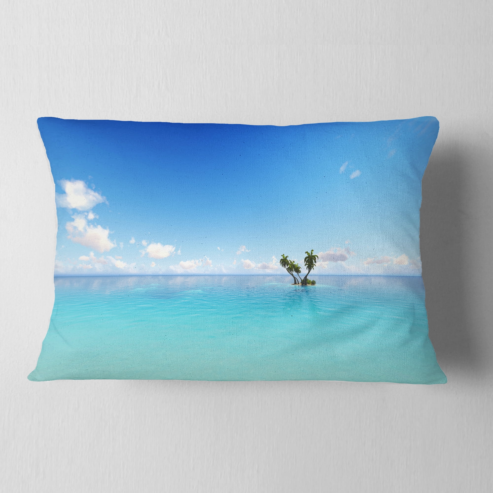 Designart Blue Corals Island Sea - Seascape Throw Pillow - 12x20