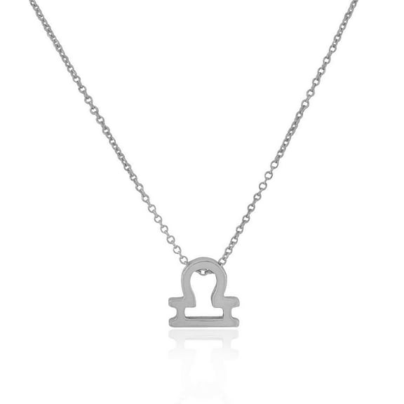 925 Sterling Silver Small Zodiac Sign Pendant Necklace, 18" - Libra
