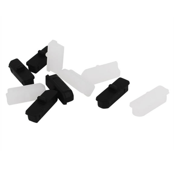 Unique Bargains 10 Pcs White Black Silicone Anti Dust Display Port Cover Cap Protector