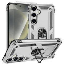 Decase Compatible with Samsung Galaxy S25 2025 Case 1-Pack Tempered Screen Protector, Military Grade Drop Protection Cover with 360° Rotating Kickstand, Heavy Duty Shockproof Phone Case,Silver