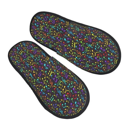 

Jgfou Musical Notes Print Womens Cozy Memory Foam Slippers Soft Warm Slip On House Slippers Anti-Skid Rubber Sole Creative Gifts for Women Mom Girlfriend