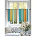 thumbnail image 4 of Blue Teal Orange Striped Sheer Curtains 45 Inch Length 2 Panels Set - Light Filtering Window Treatments, Farmhouse Stripe Rod Pocket Semi Curtains for Living Room/Bedroom/Kitchen Décor, 104"W x 45"L, 4 of 7