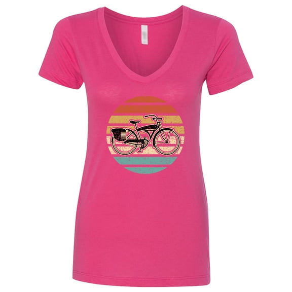 Inktastic Cycling Vintage Bicycle for Cyclist Women's V-Neck T-Shirt