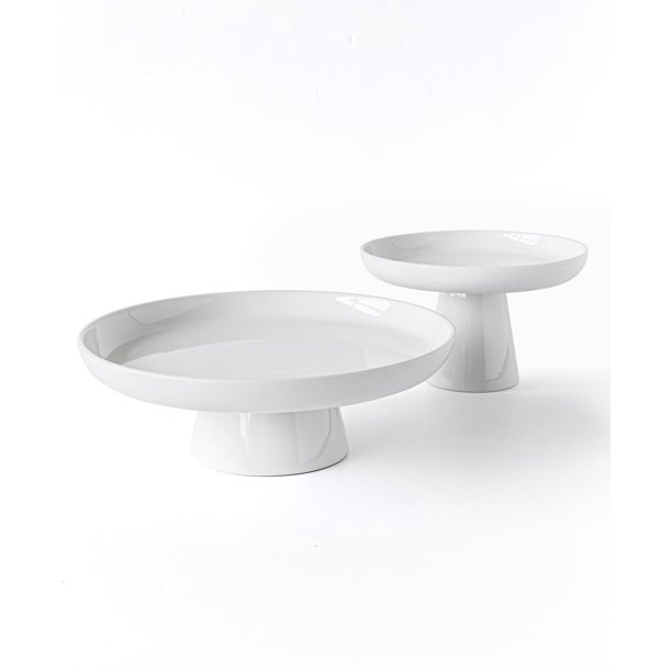 Over and Back Set of 2 White Porcelain Cake Stands