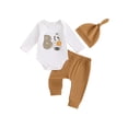 thumbnail image 2 of Elippeo Baby Boy Halloween Outfit 3 6 12 Months Ghost Print Long Sleeve Round Neck Romper with Solid Pants and Hat 3 Pcs Set, 2 of 9