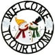 thumbnail image 1 of Cartel colgante de bienvenida con forma de muñecos de nieve de metal rústico SAGUZOU, 33 cm, 1 of 8