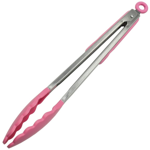 Chef Craft Premium Silicone Cooking Tongs, 12 inch, Pink