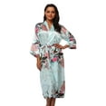 thumbnail image 3 of Light Blue Mommy and Me Robes, Floral, Satin Feel, 3 of 9