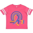thumbnail image 3 of Inktastic 3-21 World Down Syndrome Day Blue and Yellow Rainbow Ribbon Boys or Girls Toddler T-Shirt, 3 of 5