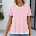 thumbnail image 6 of Dagugfen Womens Tops Crew Neck Short Sleeve Double Layer Color Blocked Tee Shirt Tops Regular Fitted Summer Casual Tshirts, 6 of 6