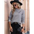thumbnail image 4 of Long Sleeve Shirts for Women Fall Outfits V Neck T Shirts Button Down Tunic Tops Fashion Clothing Light Gray XL, 4 of 10