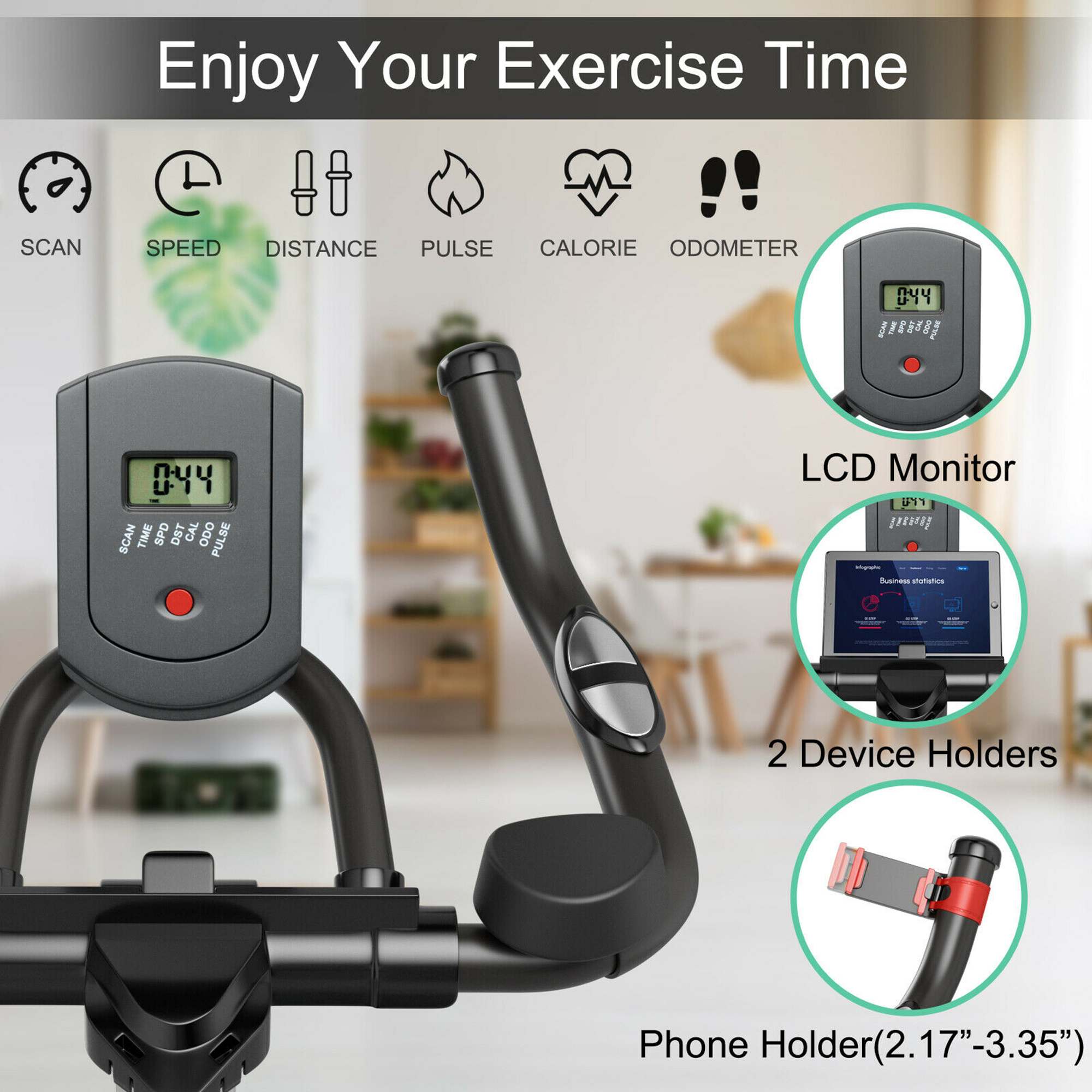 Gymax Stationary Exercise Bike Cycling Bike W/33Lbs Flywheel Home Fitness Gym Cardio