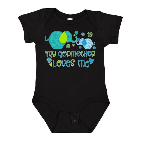 Inktastic My Godmother Loves Me Cute Elephants Boys or Girls Baby Bodysuit