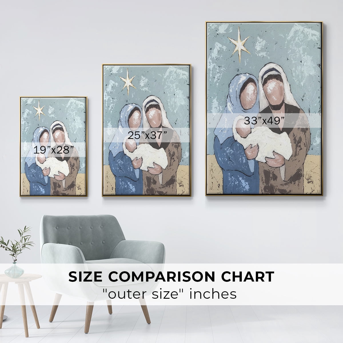 A Silent Night I - Framed Gallery Wrapped Holiday Canvas - 17 x 25 - Gold Frame