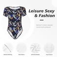 thumbnail image 4 of Saiise Astronautes en Motif sport Grenouillère à Manches Courtes pour Femmes Pyjama à Col Rond Justaucorps Extensible avec Fermeture à pression-TTTG, 4 of 7