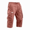 thumbnail image 4 of Zimjoy Cargo Shorts for Men Loose Fit Stretch Lightweight Elastic Waist Below The Knee Bermuda Casual Outdoor Work Shorts with Pockets Watermelon Red XL, 4 of 6