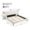 thumbnail image 3 of Christopher Knight Home Boucle Upholstered King Platform Bed with Reading Lights and Headboard Shelves, White, 3 of 9