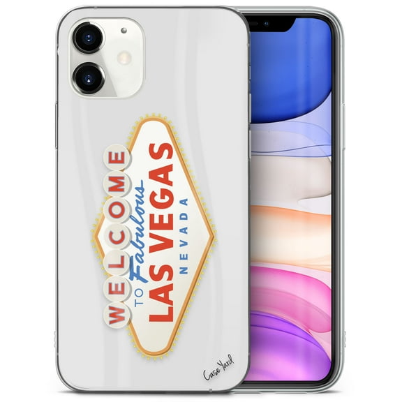 Case Yard iPhone-12-Mini Case Clear Soft & Flexible TPU Ultra Low Profile Slim Fit Thin Shockproof Transparent Bumper Protective Cover Drop Protective Cell Phone Cases (Las Vegas Sign)