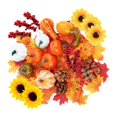 thumbnail image 1 of 96 Uds. Calabazas artificiales de espuma para manualidades, Mantel de calabazas de tamaños surtidos, Otoño con Hojas de arce para decoración navideña, 1 of 7