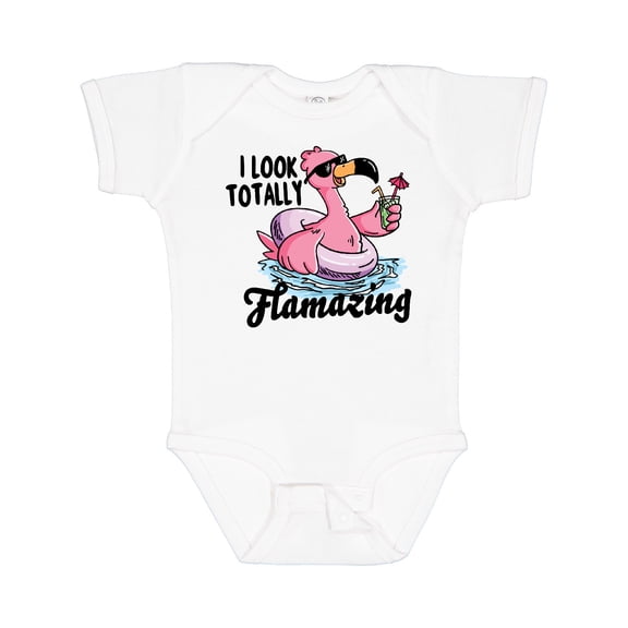 Inktastic I Look Totally Flamazing with Flamingo in Sunglasses Boys or Girls Baby Bodysuit
