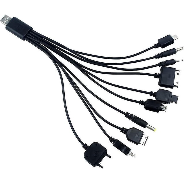 Cable cargador USB universal BRILLAR 10 en 1 para iPod iPhone PSP Cámara Nokia Blackberry 2 piezas