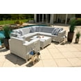 thumbnail image 2 of Milan 5-Piece Aluminum Outdoor Patio Furniture Sofa Set in Light Gray w/ Three-piece Sectional, Armchair, Ottoman, and Aluminum Trays, 2 of 11