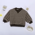 thumbnail image 4 of HUITKMM Girls Lined Pullover Striped Crewneck Long Sleeve Casual Loose Fit Winter Warm Sweater Tops for Kids, 4 of 8