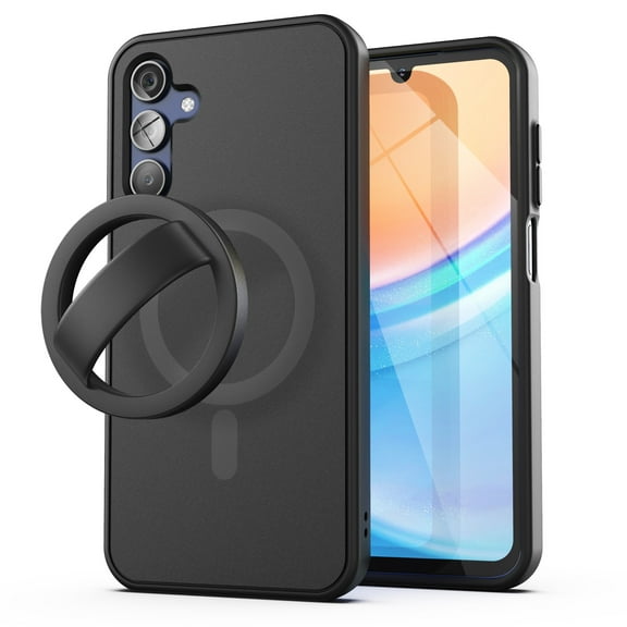 Encased Magnetic SlimShield Designed for Samsung Galaxy A15 5G Case with Ring Grip Holder (Compatible with MagSafe & Accessories) Black