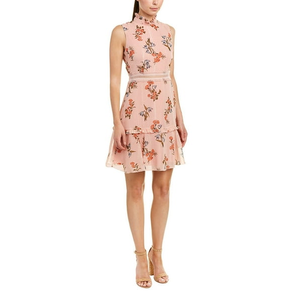 Donna Morgan Women's Sleeveless Chiffon Fit and Flare Dress, Pink/Blue Multi, 12