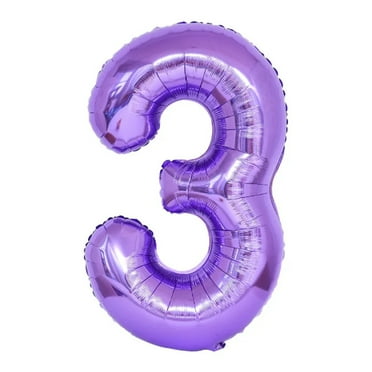 Number Three Balloon Purple Number 3 Balloon 32" Large Celebration Balloon