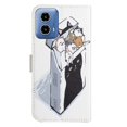 thumbnail image 5 of Para Motorola Moto G24 4G Funda de cuero con estampado de patrones y textura cruzada Funda tipo billetera para teléfono, 5 of 5