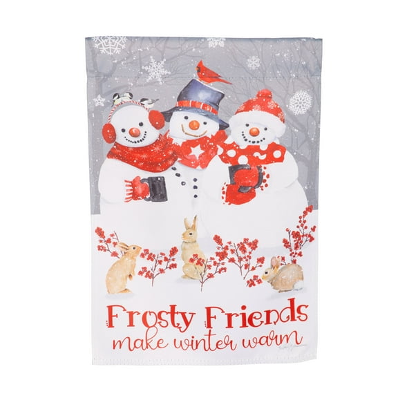 Evergreen Snow Crew Suede Garden Flag 12 x 18 Inches Indoor Outdoor Decor