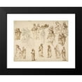 thumbnail image 2 of Francesco Vanni 24x18 Black Modern Framed Museum Art Print Titled - Figure Studies; Standing and Kneeling Clerics and Religious, Adam and Eve, and a Reclining Skeleton (ca. 1602), 2 of 5