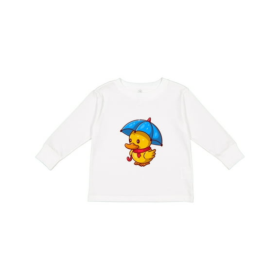 Inktastic Rainy Ducky Boys or Girls Long Sleeve Toddler T-Shirt