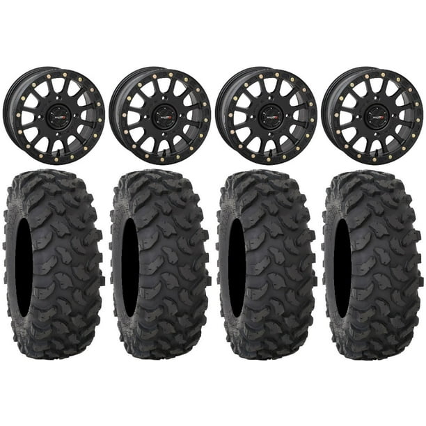 System 3 SB5 Black 15" Wheels 30" XTR370 Tires CanAm Maverick X3