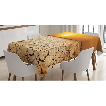 

Desert Tablecloth Drought Land and Hot Weather Climate Theme Sun Arid Country Landscape Rectangular Table Cover for Dining Room Kitchen 60 X 90 Inches Sand Brown Orange Yellow by Ambesonne