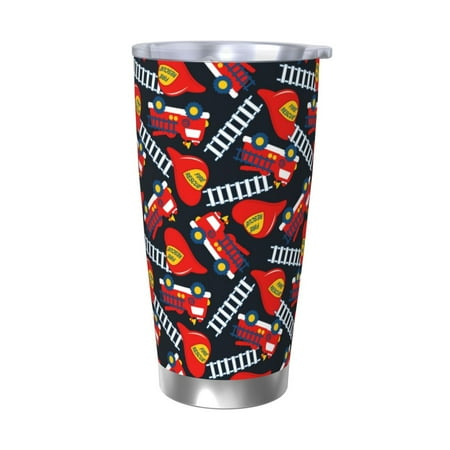 

Cauagu Fire Rescue With Red Helmet And Truck Pattern 20oz Tumbler Stainless Steel Vacuum Insulated Tumbler with Lid Insulated Coffee Mug Thermal Cup with Splash Proof Sliding Lid-Without Straw